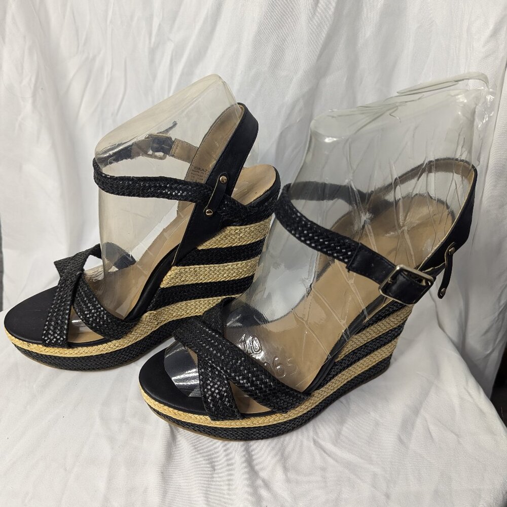 Striped black an natural espadrille